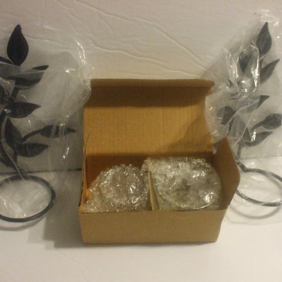 2 Iron Leaf Sconces With Glass Cups 8 Inches Tall - Picture 3 of 6